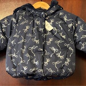 Gap Navy Blue Girls Kids Jacket with Bow Print
